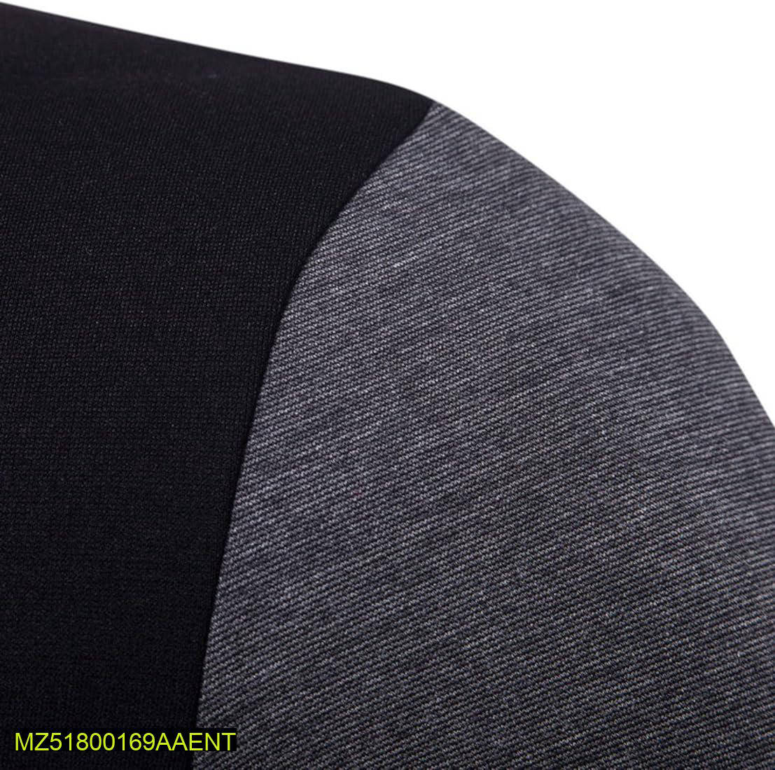 1 Pc Men's Stitched Pullover Black & Grey Fleece Kangaroo Hoodie.,