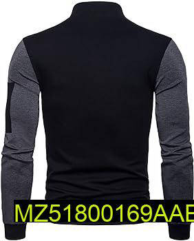 1 Pc Men's Stitched Pullover Black & Grey Fleece Kangaroo Hoodie.,