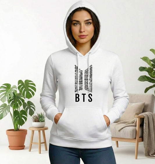1 Pc Women's Stitched Fleece Printed Pullover Hoodie