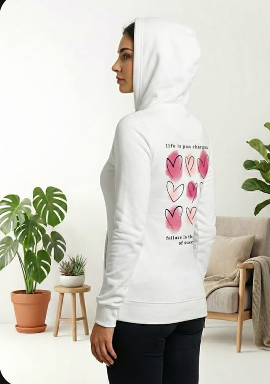 1 Pc Women's Stitched Fleece Printed Pullover Hoodie