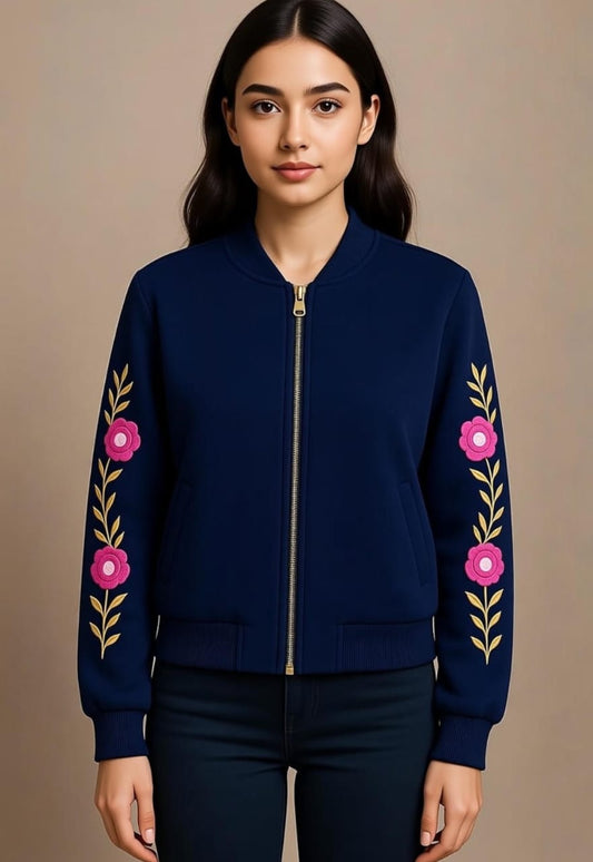 1 Pc Women's Stitched Fleece Printed Fleece Jacket