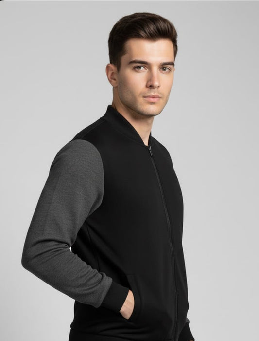Men's Polyester Plain Jacket - 1 Pc in Black or Grey