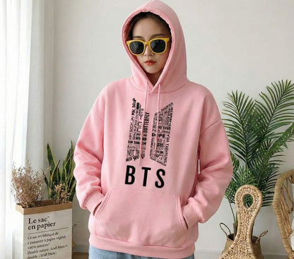 1 Pc Women's Stitched Fleece Printed Pullover Hoodie