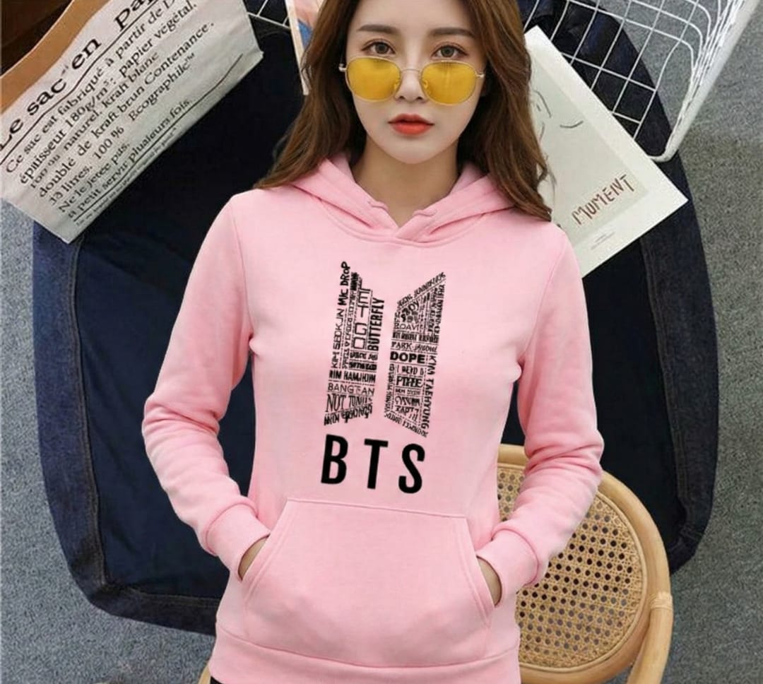 1 Pc Women's Stitched Fleece Printed Pullover Hoodie