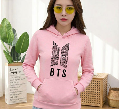 1 Pc Women's Stitched Fleece Printed Pullover Hoodie