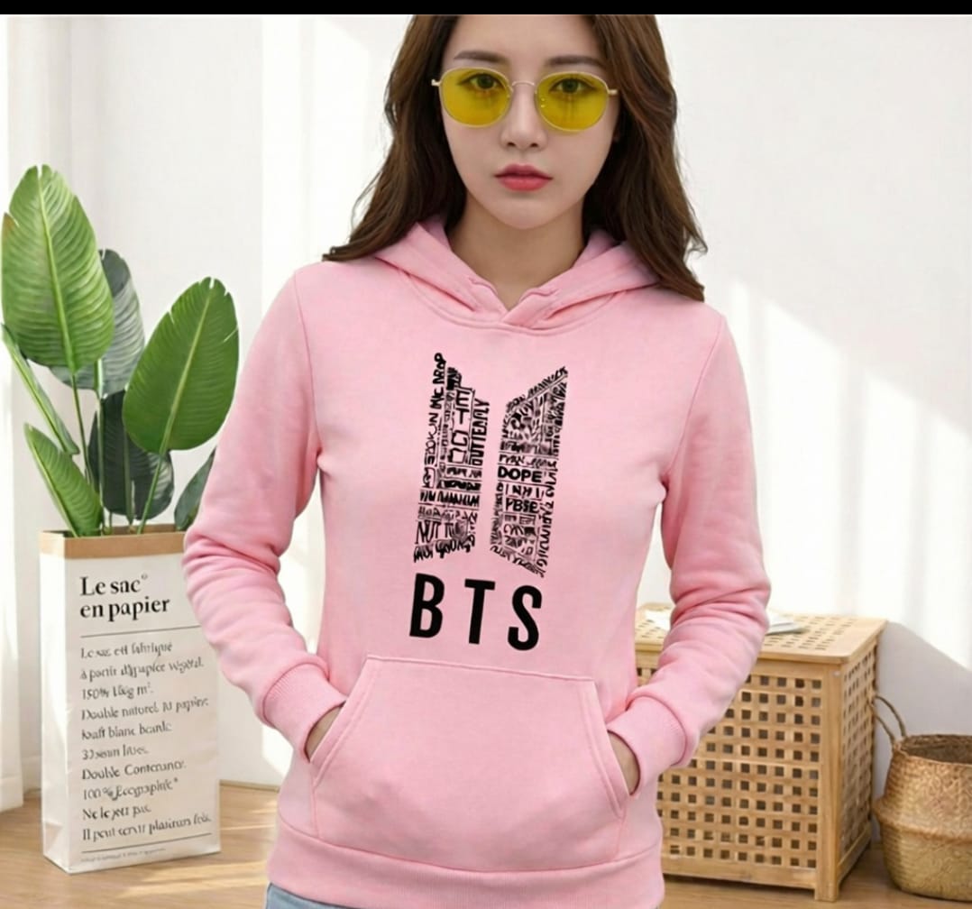 1 Pc Women's Stitched Fleece Printed Pullover Hoodie