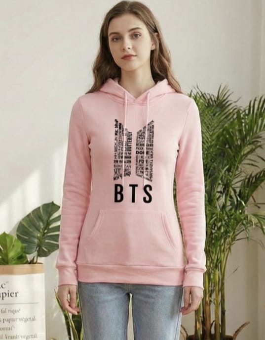 1 Pc Women's Stitched Fleece Printed Pullover Hoodie