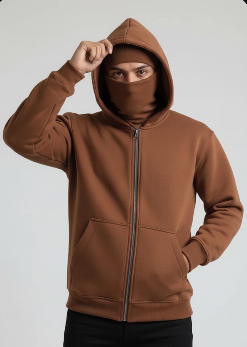 Premium Heavyweight Black Fleece Zipper Hoodie