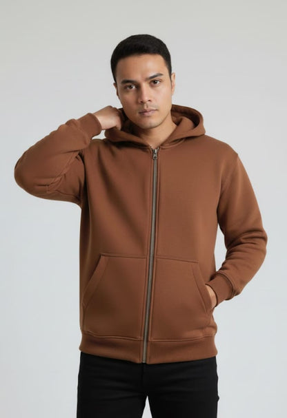 Premium Heavyweight Black Fleece Zipper Hoodie