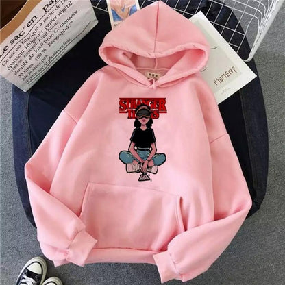 1 Pc Women's Stitched Fleece Printed Pullover Hoodie