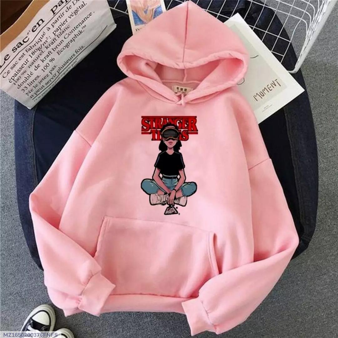 1 Pc Women's Stitched Fleece Printed Pullover Hoodie