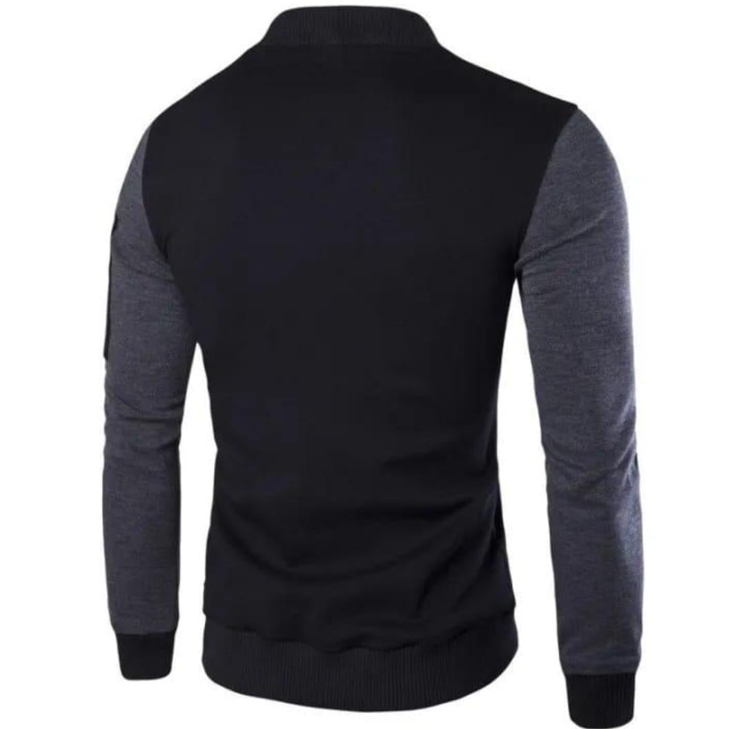 Men's Polyester Plain Jacket - 1 Pc in Black or Grey
