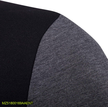 1 Pc Men's Stitched Pullover Black & Grey Fleece Kangaroo Hoodie.,