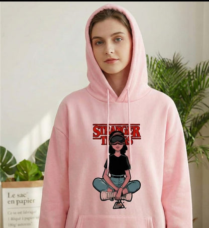 1 Pc Women's Stitched Fleece Printed Pullover Hoodie