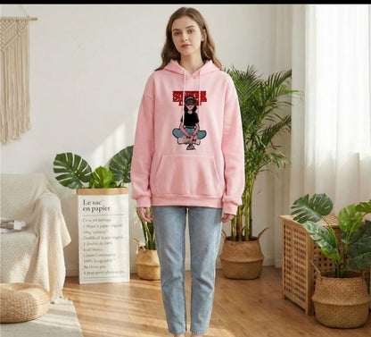 1 Pc Women's Stitched Fleece Printed Pullover Hoodie