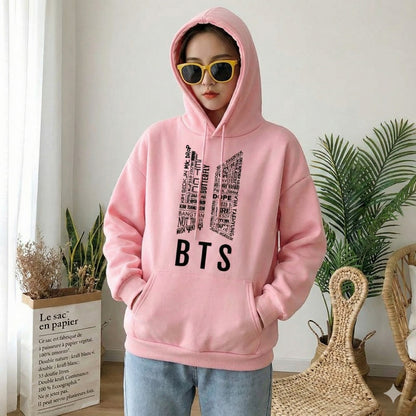 1 Pc Women's Stitched Fleece Printed Pullover Hoodie