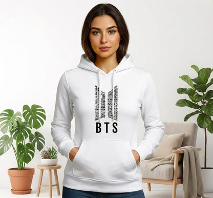1 Pc Women's Stitched Fleece Printed Pullover Hoodie
