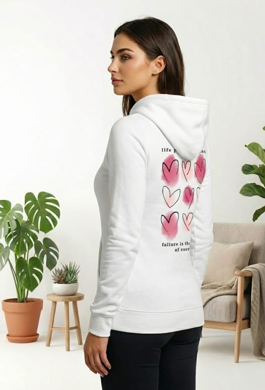 1 Pc Women's Stitched Fleece Printed Pullover Hoodie