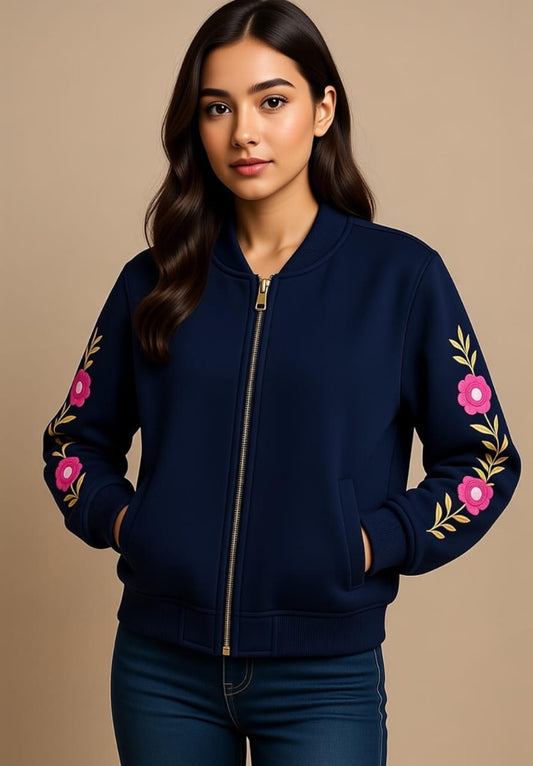 1 Pc Women's Stitched Fleece Printed Fleece Jacket