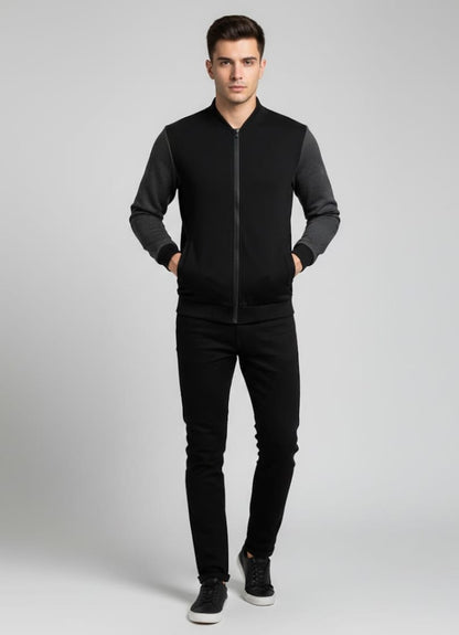 Men's Polyester Plain Jacket - 1 Pc in Black or Grey