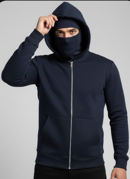 Premium Heavyweight Black Fleece Zipper Hoodie