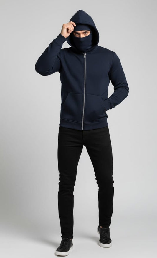 Premium Heavyweight Black Fleece Zipper Hoodie