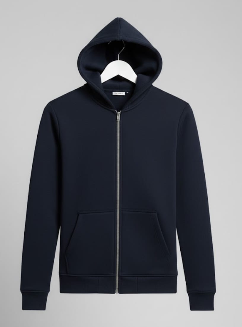 Premium Heavyweight Black Fleece Zipper Hoodie